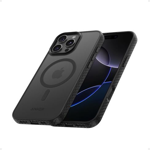 Anker for iPhone 16 Pro Max Phone Case: Magnetic Matte Textured Military Grade Drop Protection Translucent Cell Phone Cover - Slim Rugged Durable Shockproof Protective Bumper Cases(Black) in Saudi Arabia