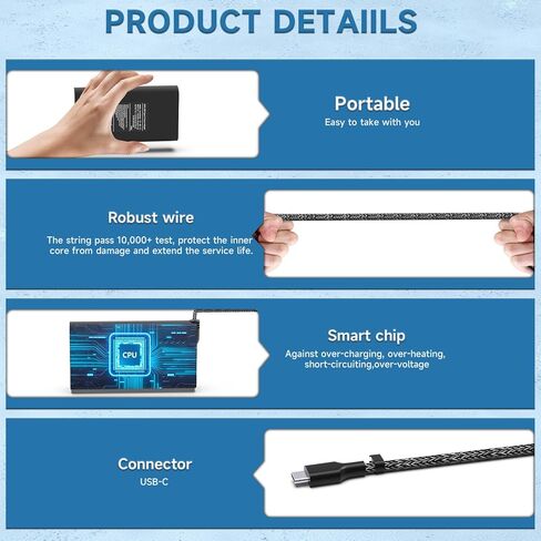 شاحن كمبيوتر محمول HP USB C جديد نحيف بقدرة 65 وات، مزود طاقة لسلسلة HP Chromebook ProBook EliteBook Spectre X360 Envy، سلك بديل للشحن السريع من النوع C in Kuwait