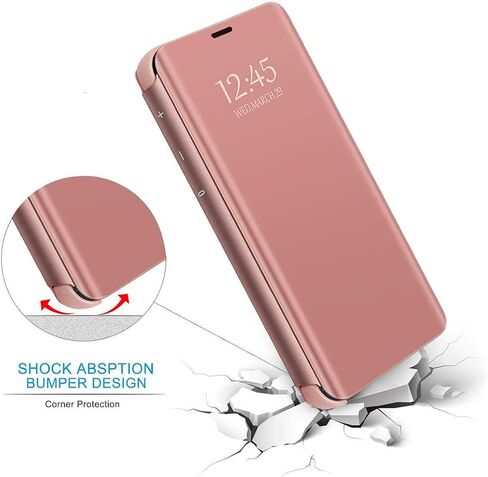 S22 Ultra Leather Case Compatible with Samsung Galaxy S22 Ultra 5G Phone Case Clear View Makeup Mirror Flip Cover, S22 Ultra Case with Kickstand Shockproof Protective Cover for Samsung S22 Ultra 5G in Kuwait
