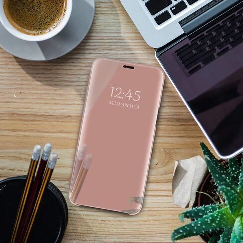 S22 Ultra Leather Case Compatible with Samsung Galaxy S22 Ultra 5G Phone Case Clear View Makeup Mirror Flip Cover, S22 Ultra Case with Kickstand Shockproof Protective Cover for Samsung S22 Ultra 5G in Kuwait