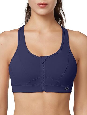 Yvette Zip Front Sports Bra - High Impact Sports Bras for Women Plus Size Workout Fitness Running in Kuwait