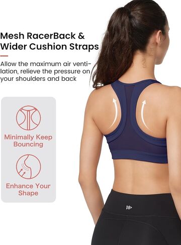 Yvette Zip Front Sports Bra - High Impact Sports Bras for Women Plus Size Workout Fitness Running in Kuwait