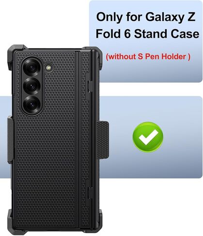 مشبك حزام لهاتف سامسونج جالاكسي Z فولد 6، شديد التحمل وقابل للدوران 360 درجة متوافق مع جالاكسي زد فولد 6 2024، أسود in Kuwait