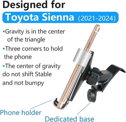 Car Phone Holder for Toyota Sienna 2021 2022 2023 2024 SUV Auto Interior Accessories Best Cell Phones Mount Cellphone Mobile Cradle Charging Navigation Bracket Air Vent Screen Stand Accessory in Saudi Arabia