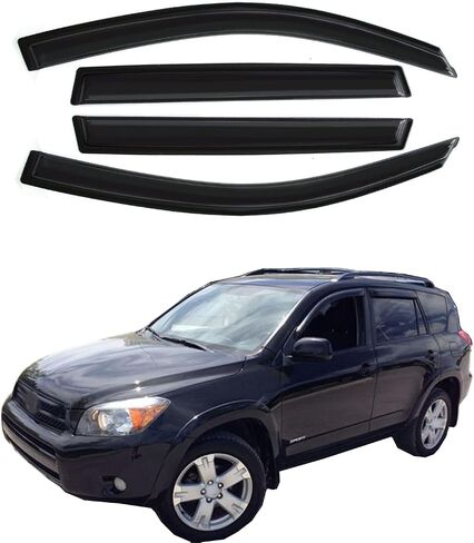 4pc Sun Rain Guards Window Visor Wind Deflector Compatible with Toyota RAV4 4 Door 2001-2005 Smoke 94434 in Saudi Arabia