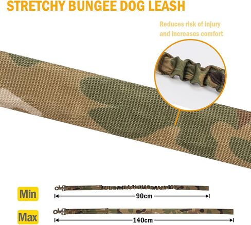 IronSeals Tactical Dog Training Bungee Leash Quick Release Buckle with Control Handle - CP Camouflage in Saudi Arabia