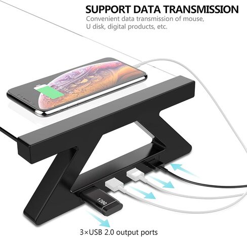 Yivandi Computer Monitor Stand with USB Ports, Clear Tempered Glass Monitor Riser, 3-in-1 USB Docking Laptop Riser for Desktop PC/iMac/MacBook/Printer in Saudi Arabia