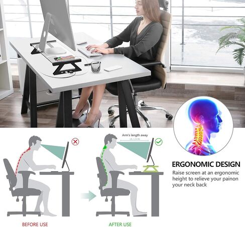 Yivandi Computer Monitor Stand with USB Ports, Clear Tempered Glass Monitor Riser, 3-in-1 USB Docking Laptop Riser for Desktop PC/iMac/MacBook/Printer in Saudi Arabia