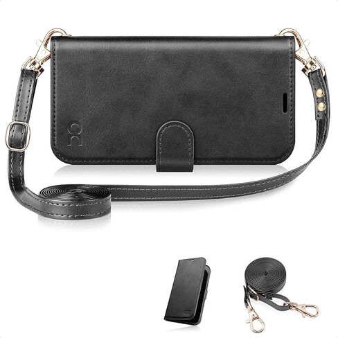 OCASE for Galaxy S24 FE Wallet Case, PU Leather Crossbody Phone Case with Removable Shoulder Strap, Kickstand, RFID Blocking Card Slots, Flip Folio Phone Purse, Graphite in Saudi Arabia