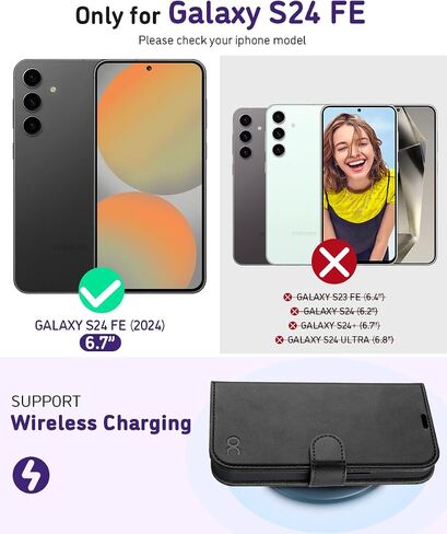 OCASE for Galaxy S24 FE Wallet Case, PU Leather Crossbody Phone Case with Removable Shoulder Strap, Kickstand, RFID Blocking Card Slots, Flip Folio Phone Purse, Graphite in Saudi Arabia