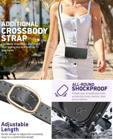 OCASE for Galaxy S24 FE Wallet Case, PU Leather Crossbody Phone Case with Removable Shoulder Strap, Kickstand, RFID Blocking Card Slots, Flip Folio Phone Purse, Graphite in Saudi Arabia