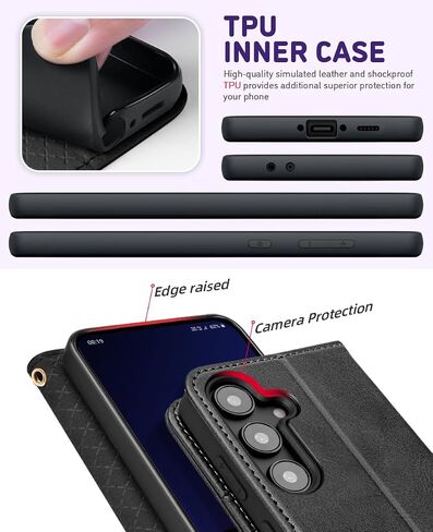 OCASE for Galaxy S24 FE Wallet Case, PU Leather Crossbody Phone Case with Removable Shoulder Strap, Kickstand, RFID Blocking Card Slots, Flip Folio Phone Purse, Graphite in Saudi Arabia