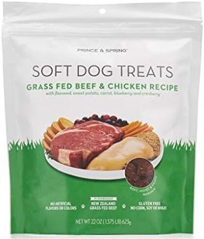 Prince & Spring Soft Dog Treats - Gluten Free Grass Fed Beef & Chicken Recipe Grain Free Soft Moist Meaty Dog Food - 22 oz in Saudi Arabia