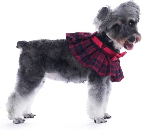 Lovelyshop pet Serial Lux Red Cheeck Cotton Blend Dog/Cat Collar Scarf with Red Big Bowtie for Chirstmas Festive Holiday Pet Costume-Small Size in Saudi Arabia