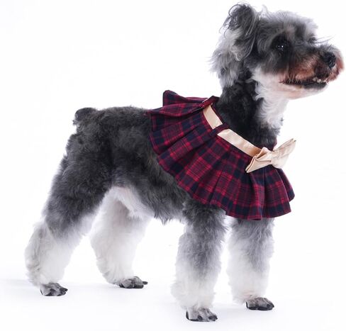 Lovelyshop pet Serial Lux Red Cheeck Cotton Blend Dog/Cat Collar Scarf with Red Big Bowtie for Chirstmas Festive Holiday Pet Costume-Small Size in Saudi Arabia