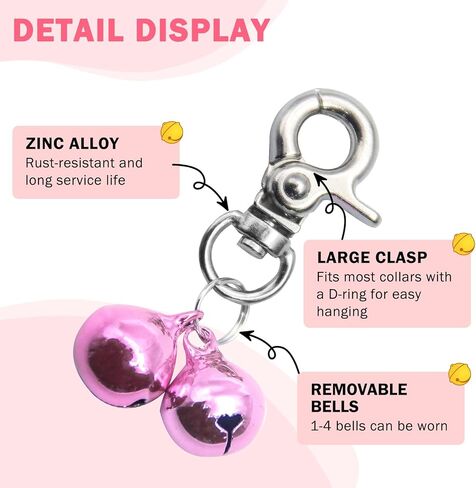 SCENEREAL Bells for Dog Collars - 2 Pack Pet Hanging Ring Bell Accessories for Dog & Cat, Pet Pendant Collar Charm with Heavy Duty Snap Clips, Sliver Bells for Tracking and Training Christmas Gift in Kuwait