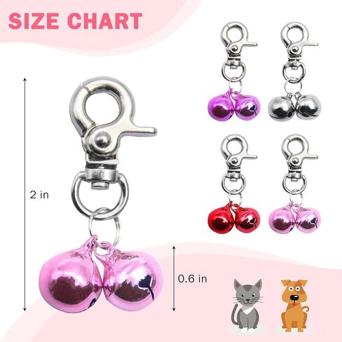 SCENEREAL Bells for Dog Collars - 2 Pack Pet Hanging Ring Bell Accessories for Dog & Cat, Pet Pendant Collar Charm with Heavy Duty Snap Clips, Sliver Bells for Tracking and Training Christmas Gift in Kuwait