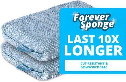 Grill Rescue Heavy Duty Kitchen Sponge - Lasts 20x Longer, Scratch-Free, Safe for Non-Stick Cookware - Cut Resistant, Versatile Household, Bathroom & Outdoor Cleaning Supplies (2) in Kuwait
