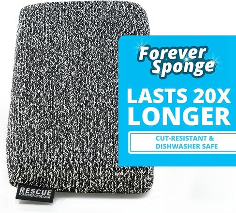 Grill Rescue Heavy Duty Kitchen Sponge - Lasts 20x Longer, Scratch-Free, Safe for Non-Stick Cookware - Cut Resistant, Versatile Household, Bathroom & Outdoor Cleaning Supplies (2) in Kuwait