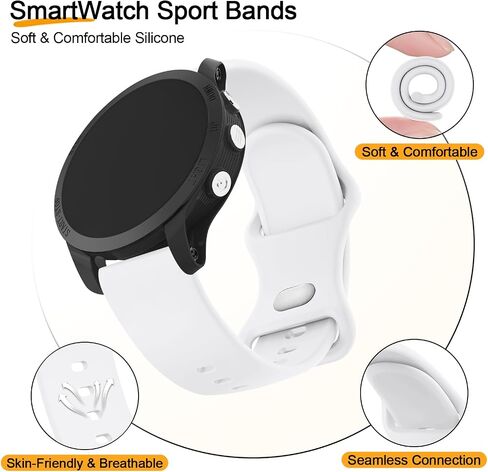 أساور Vancle متوافقة مع Garmin Forerunner 245/Forerunner 645/Forerunner 165/Forerunner 55 SmartWatch، سوار رياضي من السيليكون 20 مم لموسيقى Garmin Forerunner 245/645/165 للنساء والرجال in Saudi Arabia