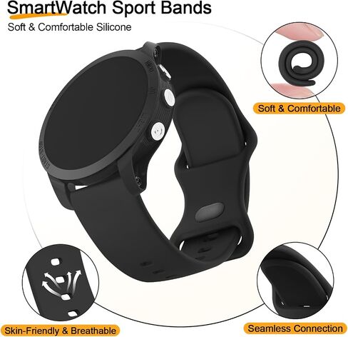 أساور Vancle متوافقة مع Garmin Forerunner 245/Forerunner 645/Forerunner 165/Forerunner 55 SmartWatch، سوار رياضي من السيليكون 20 مم لموسيقى Garmin Forerunner 245/645/165 للنساء والرجال in Saudi Arabia