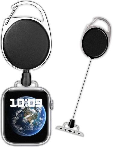 Badge Reel with Carabiner & Pocket Clip Compatible with Apple Watch Band 38/40/41/42/44/45/49 mm,for iWatch Series 9 8 7 6 5 4 3 2 1 SE Ultra Retractable ID Badge Holder with Clip Badge Reels in Saudi Arabia