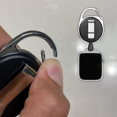 Badge Reel with Carabiner & Pocket Clip Compatible with Apple Watch Band 38/40/41/42/44/45/49 mm,for iWatch Series 9 8 7 6 5 4 3 2 1 SE Ultra Retractable ID Badge Holder with Clip Badge Reels in Saudi Arabia