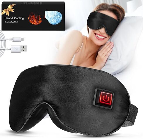 Cordless Sleep Eye Mask with Heat and Cooling for Dry Eyes Migraines, Electric Heated Eye Mask for Sleeping, Cooling Eye Mask for Travel Stye Eye Blepharitis Birthday Gift for Woman/Man (Blue) in Saudi Arabia