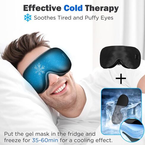 Cordless Sleep Eye Mask with Heat and Cooling for Dry Eyes Migraines, Electric Heated Eye Mask for Sleeping, Cooling Eye Mask for Travel Stye Eye Blepharitis Birthday Gift for Woman/Man (Blue) in Saudi Arabia