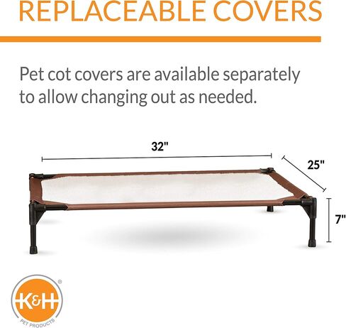 K&H Pet Products Self-Warming Pet Cot Elevated Dog Bed Cot - Chocolate/Fleece, Large 30 X 42 X 7 Inches in Saudi Arabia