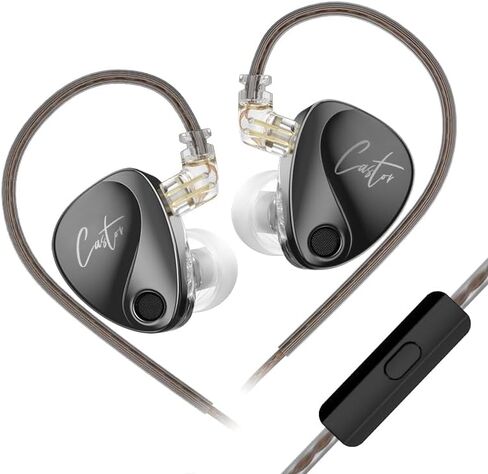 سماعات رأس FAAEAL KZ Castor داخل الأذن، سماعة أذن قابلة للضبط بتقنية HiFi، ضبط عشاق الصوت IEM قابل للتعديل، برامج تشغيل ديناميكية مزدوجة، شاشات قابلة للفصل مع مفتاح ضبط (إصدار Bass مع ميكروفون) in Saudi Arabia