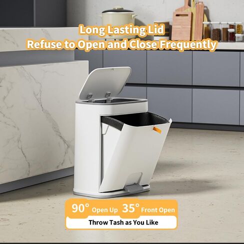 Double-Open Cover Trash can,12Liter/3.2 Gallon Garbage can with Press top Lid,Household pedal trash can,Plastic Trash bin Suitable for Kitchen, Bathroom, Bedroom, Living Room, Office, Outdoor in Saudi Arabia