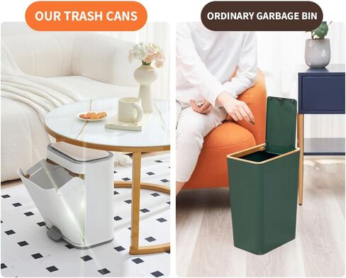 Double-Open Cover Trash can,12Liter/3.2 Gallon Garbage can with Press top Lid,Household pedal trash can,Plastic Trash bin Suitable for Kitchen, Bathroom, Bedroom, Living Room, Office, Outdoor in Saudi Arabia