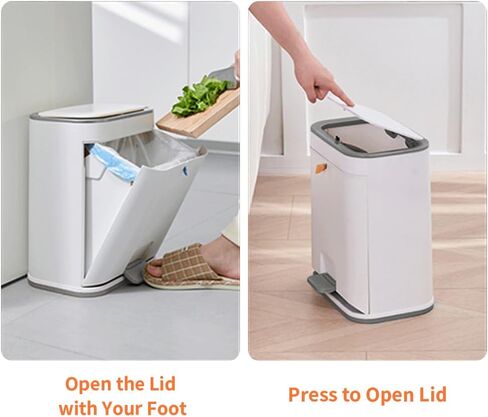 Double-Open Cover Trash can,12Liter/3.2 Gallon Garbage can with Press top Lid,Household pedal trash can,Plastic Trash bin Suitable for Kitchen, Bathroom, Bedroom, Living Room, Office, Outdoor in Saudi Arabia
