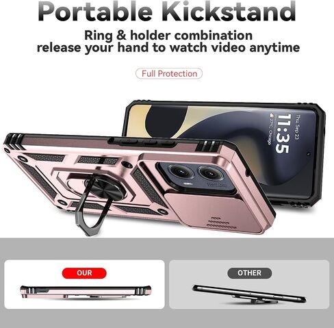 for Moto Edge 2024 Case,with Camera Cover,[Military Grade] 16ft.Drop Tested Cover with Magnetic Kickstand Car Mount Protective Case for Motorola Edge 2024, Blue in Kuwait
