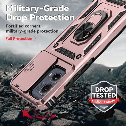 for Moto Edge 2024 Case,with Camera Cover,[Military Grade] 16ft.Drop Tested Cover with Magnetic Kickstand Car Mount Protective Case for Motorola Edge 2024, Blue in Kuwait