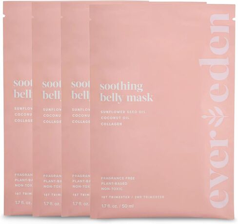 Evereden Soothing Belly Mask 4-Pack for Pregnancy & Postpartum, Hydrating | Dermatologist-Tested & Vegan | Clean Pregnancy Skincare | Hydrating Belly Mask | Coconut Oil, Collagen & Sunflower Seed Oil in Saudi Arabia