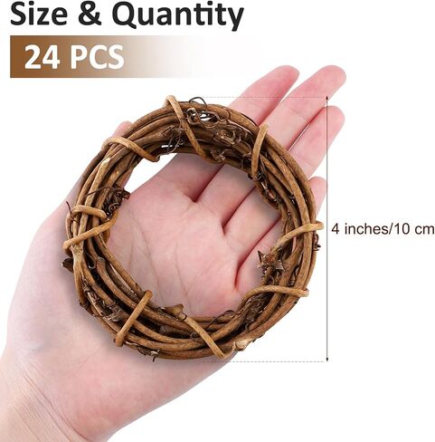 Ruisita 24 Pieces Grapevine Wreaths Vine Branch Wreath Natural 3 Inch Christmas Rattan Wreath Garland Decoration for Christmas Holiday Craft or Wedding Supplies in Saudi Arabia