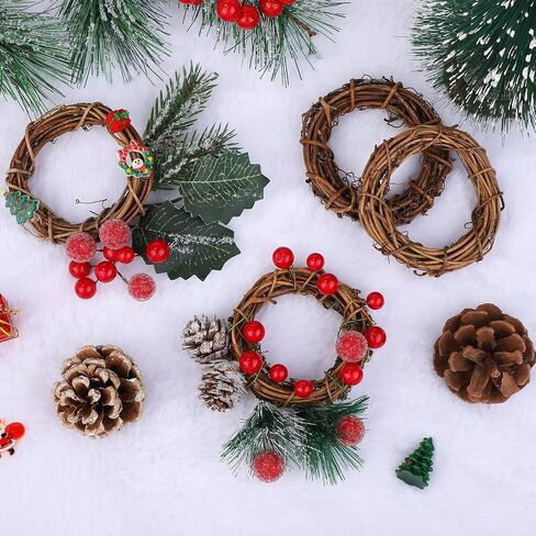 Ruisita 24 Pieces Grapevine Wreaths Vine Branch Wreath Natural 3 Inch Christmas Rattan Wreath Garland Decoration for Christmas Holiday Craft or Wedding Supplies in Saudi Arabia
