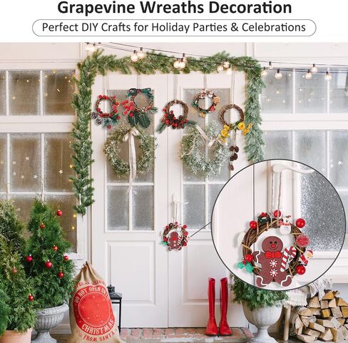 Ruisita 24 Pieces Grapevine Wreaths Vine Branch Wreath Natural 3 Inch Christmas Rattan Wreath Garland Decoration for Christmas Holiday Craft or Wedding Supplies in Saudi Arabia