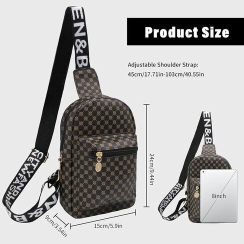 Long Keeper Sling Crossbody Bag - Women Vegan Leather Chest Bag Men Casual Daypack Cross Body Bag for Travel Running Hiking (Coffee) in Saudi Arabia