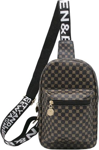 Long Keeper Sling Crossbody Bag - Women Vegan Leather Chest Bag Men Casual Daypack Cross Body Bag for Travel Running Hiking (Coffee) in Saudi Arabia