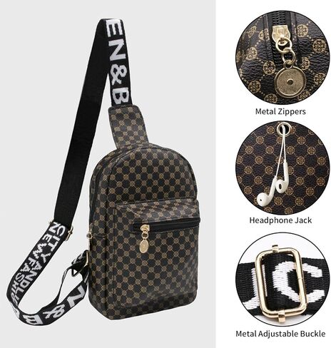 Long Keeper Sling Crossbody Bag - Women Vegan Leather Chest Bag Men Casual Daypack Cross Body Bag for Travel Running Hiking (Coffee) in Saudi Arabia
