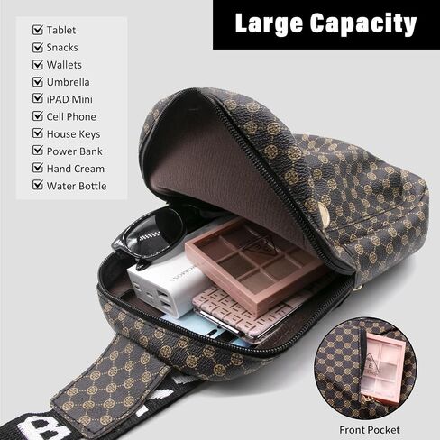Long Keeper Sling Crossbody Bag - Women Vegan Leather Chest Bag Men Casual Daypack Cross Body Bag for Travel Running Hiking (Coffee) in Saudi Arabia