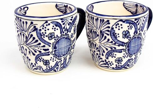 Encantada Handmade Hand-Painted Authentic Mexican Pottery Mugs (2-Pack, Mango Beaker) in Kuwait