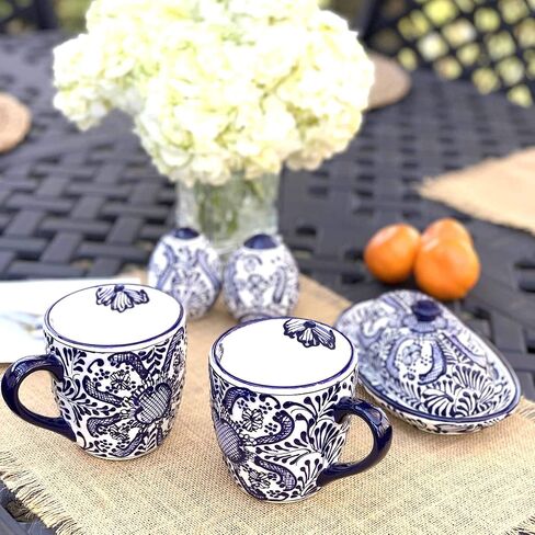 Encantada Handmade Hand-Painted Authentic Mexican Pottery Mugs (2-Pack, Mango Beaker) in Kuwait
