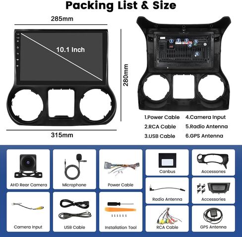 [2G+64G] Hikity Android Stereo for Jeep Wrangler JK 2011-2014, 10.1 Inch Touchscreen Wireless Carplay Android Auto Radio with GPS Navigation WiFi Bluetooth Backup Camera in Saudi Arabia