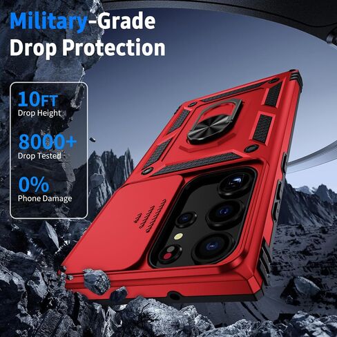 for Samsung Galaxy S23 Ultra Case with Camera Lens Cover,10 FT Military Grade Drop Protection, Magnetic Ring Holder Kickstand Protective Phone Case for Samsung Galaxy S23 Ultra, Navy Blue in Kuwait