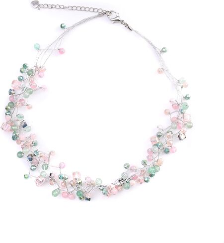 Pixa Moon stone Crystal Beads Necklace with Twisted Silk Strands Layered Necklace for women in Saudi Arabia