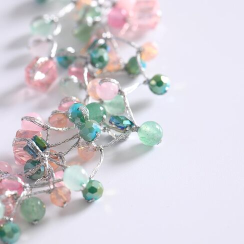 Pixa Moon stone Crystal Beads Necklace with Twisted Silk Strands Layered Necklace for women in Saudi Arabia